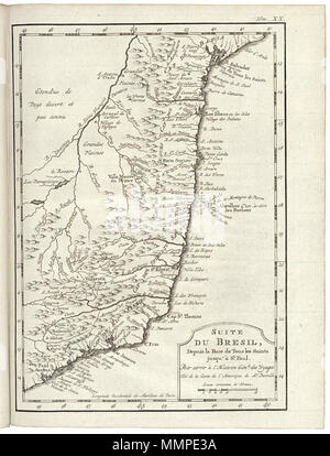 . Nederlands : Kaart van de Braziliaanse kust vanaf de Allerheiligen baai naar het Zuiden. Suite du Bresil, / depuis la Baie de Tous les Saints jusqu'à Saint Paul / Pour servir à l'Histoire Gén:le des voyages / Tiré de la carte de l'Amerique de Mr : Danville. Anglais : Carte de la côte brésilienne à partir de All Saints' Bay au sud. Suite du Bresil, / depuis la Baie de Tous les Saints jusqu'à Saint Paul / Pour servir à l'Histoire Gén:le des voyages / Tiré de la carte de l'Amerique de Mr : Danville. Nederlands : Kaart van de Braziliaanse kust vanaf de Allerheiligen baai naar het Zuiden English : Plan de th Banque D'Images