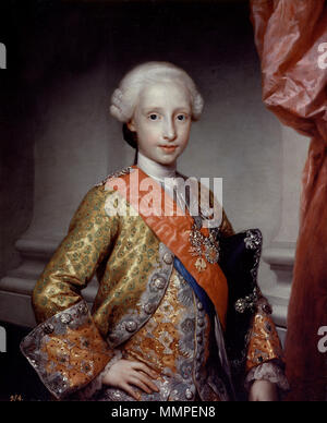 . Español : Retrato del infante Antonio Pascual de Borbón (1755-1817), que fue Hijo del Rey Carlos III de España y de la Reina María Amalia de Sajonia. Antonio Pascual Infante d'Espagne. 1767. Antonio Pascual Infante d'Espagne, Mengs Banque D'Images