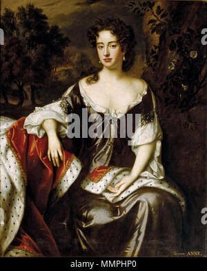 . Anglais : Anne, future reine d'Angleterre, &c. Au moment de la séance qu'elle était le titre de Son Altesse Royale la princesse du Danemark et de la Norvège en raison de son mariage. Elle est devenue reine d'Angleterre, d'Écosse et l'Irlande en 1702, portant le titre de reine de Grande-Bretagne et d'Irlande de 1707 . 1687. Anniex Banque D'Images