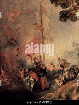 Pèlerinage à Cythère (détail). 1717. Antoine Watteau - Pèlerinage à Cythère (détail) - WGA25455 Banque D'Images