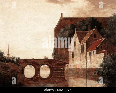 Vue d'un pont. deuxième moitié de 17ème siècle. Attribué à Jan van der Heyden - Vue d'un pont Banque D'Images