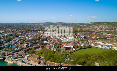 Photographie aérienne de la ville de Folkestone, Kent, Angleterre Banque D'Images