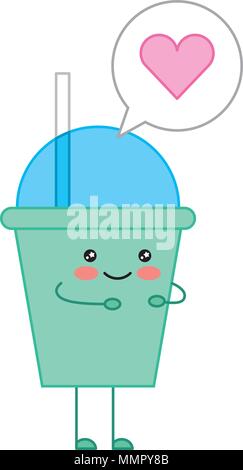Kawaii café tasse de papier bulle amour cartoon vector illustration Illustration de Vecteur