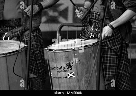 Clanadonia fonctionne à Glasgow Green, Glasgow, Ecosse, au mois de mars pour l'indépendance le 5 mai, 2018 Banque D'Images