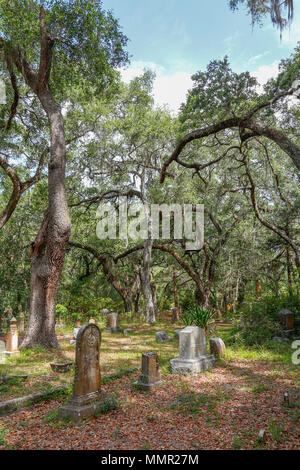 Le quartier historique de Micanopy, créé en 1826 cimetière de Floride. Banque D'Images