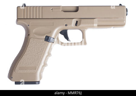 Pistolet automatique Glock 9mm pistolet isolé sur fond blanc Banque D'Images