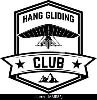 Hang gliding club modèle emblème. L'élément de conception de logo, étiquette, emblème, signe. Vector illustration Illustration de Vecteur