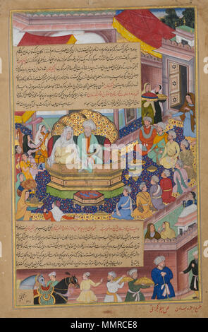 . Anglais : Basawan. Tumanba Khan, sa femme, et ses neuf fils, Folio à partir d'un livre Chingiznama de Gengis Khan ca.1596 Metropolitan Museum Le N-Y . 9 mars 2012. Autres noms Baswan Basawan Basavan Basavana ; ; Description peintre et enlumineur, peintre et enlumineur Indien Date de naissance/décès 1560s 1600s Lieu de naissance de l'Uttar Pradesh contrôle d'autorité : Q728311 : VIAF ?171563255 GND : ?1012525562 Basawan. Tumanba Khan, sa femme, et ses neuf fils, Folio à partir d'un livre Chingiznama de Gengis Khan ca.1596 Metropolitan Museum N-Y Banque D'Images