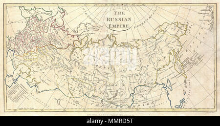 . Anglais : une amende 1799 Carte de l'Empire russe par le cartographe anglais Clement Cruttwell. Couvre toute la région et note des nombreux gouvernements régionaux, ou oblasts, qu'elles l'étaient alors connus. Il s'agit notamment les gouvernements de l'Archange, Vologda, Upha, Caucase, et Saratov dans l'ouest. Le plus notable, cependant, sont les gouvernements de Tobolsk et Irkoutsk, en Russie centrale. Tobolsk est la capitale historique de la Sibérie, et fait maintenant partie de jour actuel Oblast de Tioumen. Après division administrative du territoire, Tobolsk est resté le siège du gouverneur général de la Sibérie occidentale jusqu'à Banque D'Images
