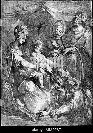 . Anglais : La Vierge et l'Enfant avec sainte Anne et de la Madeleine Jacques Bellange, Français (Lorraine), actif en 1595, mort en 1616 : Platemark 33,3 x 24,1 cm (13 1/8 x 9 1/2 in.) ; feuille (couper l'intérieur platemark) Eau-forte, burin, et le lustrage ; première Classification d'état : Impression catalogue : Robert-Dumesnil 10 ; rejeté par Reed-Worthen ; Walch 23 ; premier état numéro d'Accession : 40,121 Fonds Otis Norcross . Entre 1600 et 1616. Jacques Bellange (1575-1616) Noms alternatifs Jacques de Bellange, Jacques Charles de Bellange, Jacques. Bellange, Jacques Belange ; Charles Bellange ; Jac. Bellange ; Cha Banque D'Images