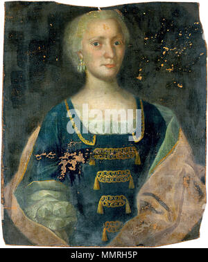 . Bildnis der Charlotte Johanna von Holleufer, geb. von Krosigk (1738-1784) Im Blauen Kleid mit Goldstickerei. Öl auf Leinwand. 68,2 x 57 cm. Wahrscheinlich ist eine von Zwillingstochter « ... Krosigk Charlotte Johanna geb. ... Vermählt mit dem'Oberstleutnant von Obernitzschka Holleufer aus'. Provenienz : Haus Poplitz in Sachsen-Anhalt ; deutscher Adelsbesitz. . Vers 1760. Charlotte Johanna von inconnu Bildnis Holleufer Banque D'Images