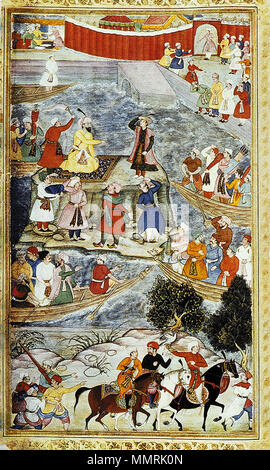 . Anglais : le "Memoirs de Babur Baburnama' ou sont le travail de l'arrière-arrière-arrière petit-fils de Timur (Tamerlan), Zahiruddin Muhammad Babur (1483-1530). Le Baburnama raconte la légende de la lutte du prince premier d'affirmer et de défendre ses revendications sur le trône de Samarcande et la région de la vallée de la Fergana. Après avoir été chassés de Samarkand en 1501 par le Shaibanids ouzbek, il a finalement demandé de plus verts pâturages, d'abord à Kaboul puis en Inde du nord, où ses descendants ont été la dynastie moghole moghol (décision) à Delhi jusqu'en 1858. Les figurines sont illustrées à partir d'une copie de la porte Bab Banque D'Images