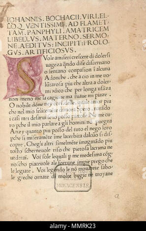 . Boccace, Giovanni : La Fiammetta Padoue 1472.03.21 Identificateur persistente (Werk) : urn:nbn:DE:bvb:12-bsb00065921-7, Bayerische Staatsbibliothek . 1472. Giovanni Boccaccio (1313-1375) Description de l'auteur et poète italien Date de naissance/décès entre juin 1313 et juillet 1313 21 décembre 1375 Lieu de naissance/décès Certaldo Certaldo période Travail 14e siècle contrôle d'autorité : Q1402 : VIAF ?64002165 ISNI : ?0000 0001 2101 8590 ULAN : ?500314560 RCAC : ?n78087605 NLA : ?35019743 Boccace fiametta WorldCat Banque D'Images