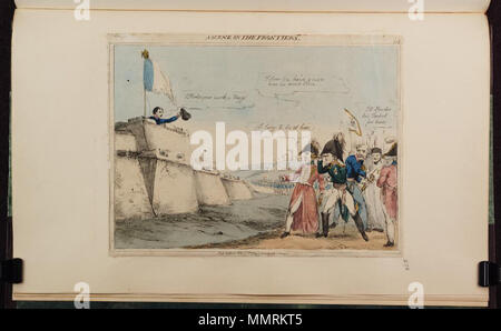 . La satire de Napoléon le retour de l'île d'Elbe et les Cent Jours. (La caricature politique) d'une scène sur les frontières. 17 juin 1815. Les bibliothèques Bodleian, une scène sur les frontières Banque D'Images