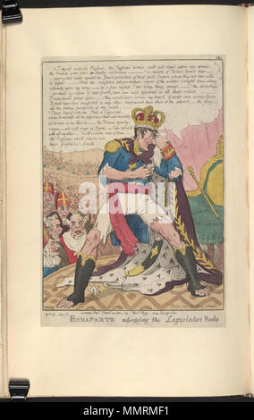 . La satire de la campagne de Russie de Napoléon. (La caricature politique) Bonaparte relatif au corps législatif. 24 février 1813. Les bibliothèques Bodleian, Bonaparte abordant le corps législatif Banque D'Images