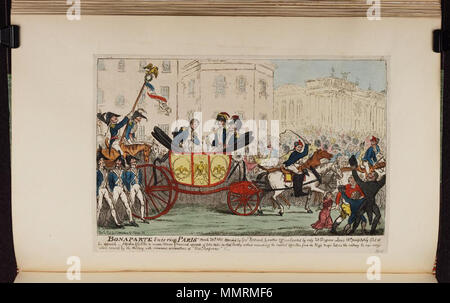 . La satire de Napoléon le retour de l'île d'Elbe et les Cent Jours. (La caricature politique) Bonaparte entrant dans Paris 20 mars 1815. [1815]. Les bibliothèques Bodleian, Bonaparte entrant dans Paris 20 mars 1815 Banque D'Images