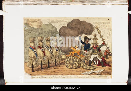 . La satire de l'exil de Napoléon à l'île d'Elbe. (La caricature politique) à l'île d'Elbe ou Boney : un amusement du fou. 20 avril 1814. Les bibliothèques Bodleian, Boney à l'île d'Elbe ou d'attractions pour un fou- Banque D'Images