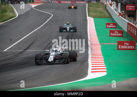 Barcelone, Espagne. 12 Mai 2018 : LANCE PAS (peut) au cours de la qualification pour le GP sur le circuit espagnol de Barcelone, Plaça de Catalunya dans sa Williams FW41 Crédit : Matthias Rickenbach/Alamy Live News Banque D'Images