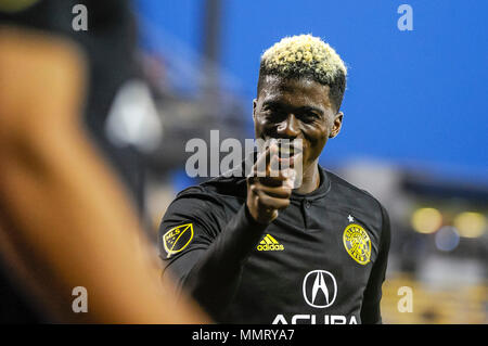 Samedi, 12 mai 2018 : Columbus Crew SC avant Gyasi Zerdes (11) célèbre son premier but dans la deuxième partie du match entre Chicago Fire et Columbus Crew Stadium, MAPFRE à SC à Columbus OH. Crédit Photo obligatoire : Dorn Byg/Cal Sport Media. Columbus Crew SC 3 - 0 Chicago Fire Crédit : Cal Sport Media/Alamy Live News Banque D'Images