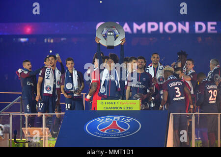 Paris, France. 12 mai 2018. Le match de football entre le Paris Saint-Germain et le Stade Rennais au Parc des Princes à Paris, le samedi 12 mai 2018 : Crédit Avenir Photos/Alamy Live News Banque D'Images