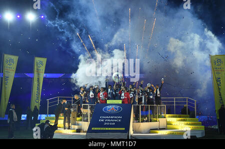 Paris, France. 12 mai 2018. Le match de football entre le Paris Saint-Germain et le Stade Rennais au Parc des Princes à Paris, le samedi 12 mai 2018 : Crédit Avenir Photos/Alamy Live News Banque D'Images