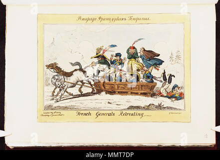 . La satire de la campagne de Russie de Napoléon. (La caricature politique) généraux français en retraite. 30 mai 1813. Bodleian les bibliothèques, les généraux français se retirant Banque D'Images