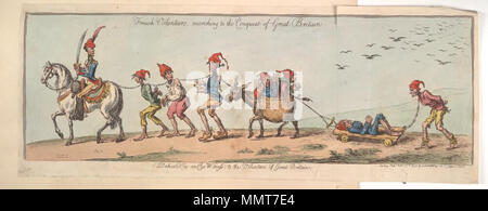 . La satire de la peur de l'invasion française, 1794-1805. (La caricature politique) volontaires français, marchant à la conquête de la Grande-Bretagne. Consacré par un témoin oculaire aux bénévoles de Grande-Bretagne. 25 octobre 1803. Les bibliothèques Bodleian, volontaires français, marchant à la conquête de la Grande-Bretagne par un témoin oculaire dédié aux bénévoles de grande Brit Banque D'Images