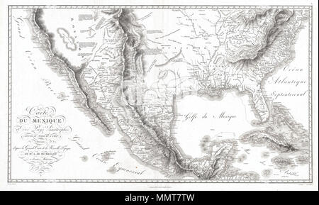 . Anglais : UN 1811 Carte de la vice-royauté espagnole coloniale de nouveau l'Espagne en Amérique du Nord (aujourd'hui le Mexique et l'Ouest américain), et le Sud des États-Unis, par Alexander von Humboldt. Histoire Humboldt, qui de son vivant était considéré comme le plus grand homme vivant, composé de cette carte durant son séjour en 1803 Nouvelle Espagne (Mexique). Bien que souvent jouer les seconds violons à l'Humboldt plus 'Carte générale du Royaume de la Nouvelle Espagne", publié dans le même volume, ce site est une réalisation cartographique dans son propre droit et, en tant que notes de blé 'Une importante carte." couvrant fro Banque D'Images