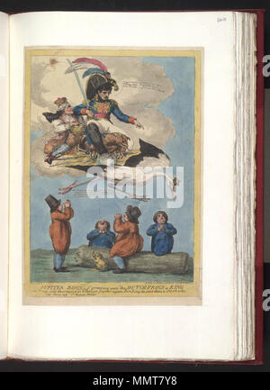 . Caricature de Napoléon I. (British caricature politique), une satire sur l'acceptation de la Hollande de Louis Bonaparte comme roi, sur l'ordre de Napoléon. La référence est à la fable d'Ésope des grenouilles qui acceptent une cigogne comme leur roi, qu'à être mangé par lui. Bon Jupiter[ney] octroi aux grenouilles néerlandais un roi. 26 juin 1806. Les bibliothèques Bodleian, Jupiter Bonney à l'octroi d'un roi des grenouilles néerlandais Banque D'Images