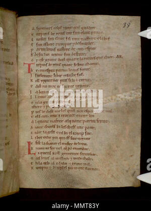 . Partie 2, La Chanson de Roland, au 12ème siècle, de style anglo-normand, ? 2ème trimestre. Partie 1 léguée, peut-être déjà lié à la partie 2, à l'abbaye près de Oxford Osney par maître Henry de Langley, d. 1263( ?). ; 38r La Chanson de Roland. 1125. Les bibliothèques Bodleian, La Chanson de Roland 38r Banque D'Images
