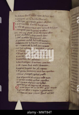 . Partie 2, La Chanson de Roland, au 12ème siècle, de style anglo-normand, ? 2ème trimestre. Partie 1 léguée, peut-être déjà lié à la partie 2, à l'abbaye près de Oxford Osney par maître Henry de Langley, d. 1263( ?). ; 47v La Chanson de Roland. 1125. Les bibliothèques Bodleian, La Chanson de Roland 47v Banque D'Images