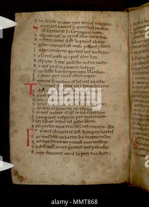 . Partie 2, La Chanson de Roland, au 12ème siècle, de style anglo-normand, ? 2ème trimestre. Partie 1 léguée, peut-être déjà lié à la partie 2, à l'abbaye près de Oxford Osney par maître Henry de Langley, d. 1263( ?). ; 5v La Chanson de Roland. 1125. Les bibliothèques Bodleian, La Chanson de Roland 5v Banque D'Images