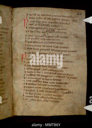 . Partie 2, La Chanson de Roland, au 12ème siècle, de style anglo-normand, ? 2ème trimestre. Partie 1 léguée, peut-être déjà lié à la partie 2, à l'abbaye près de Oxford Osney par maître Henry de Langley, d. 1263( ?). ; 66r La Chanson de Roland. 1125. Les bibliothèques Bodleian, La Chanson de Roland 66r Banque D'Images