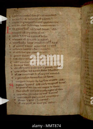 . Partie 2, La Chanson de Roland, au 12ème siècle, de style anglo-normand, ? 2ème trimestre. Partie 1 léguée, peut-être déjà lié à la partie 2, à l'abbaye près de Oxford Osney par maître Henry de Langley, d. 1263( ?). ; 67v La Chanson de Roland. 1125. Les bibliothèques Bodleian, La Chanson de Roland 67v Banque D'Images