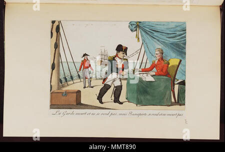 . Caricature politique français ; Références : De Vinck, n° 9734. ; La Garde meurt et ne se rend pas, mais Buonaparte se rend et ne meurt pas :. Juin 1797. Les bibliothèques Bodleian, La Garde meurt et ne se rend pas, mais Buonaparte se rend et ne meurt pas- Napoléon Bonaparte premier consul s'est rendu Banque D'Images