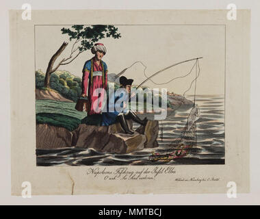 . Caricature politique allemand ; marginalia - date:1814 (en bas au centre) ; notes marginales illisibles sur l'arrière de l'impression ; Napoléons Fischzug auf der Insel Elba : O weh ! Sie sind verloren. Juin 1797. Les bibliothèques Bodleian, napoléons Fischzug auf der Insel Elba- O weh Sie sind verloren Banque D'Images