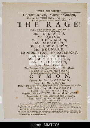 . Playbill de Covent Garden, jeudi, Août 23, 1794, annonçant la rage ! &C. ; Rage ! ; Cymon ; Roméo et Juliette ; Oscar et Malvina ; arrivés à Portsmouth ; [Playbill de Covent Garden, jeudi, Août 23, 1794, annonçant la rage ! &C.] [Programme de Covent Garden, jeudi, Août 23, 1794, annonçant la rage ! &C.]. 23 octobre 1794. Covent Garden Theatre [author] Bibliothèques Bodleian, Playbill de Covent Garden, jeudi, Août 23, 1794, annonçant la rage ! &Amp;c. Banque D'Images