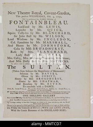 . Playbill de Covent Garden, le mercredi, Octobre 3, 1792, l'annonce de Fontainbleau &c. ; Fontainebleau ; Sultan ; règle une femme et avoir une femme ; Highland reel ; [Playbill de Covent Garden, le mercredi, Octobre 3, 1792, l'annonce de Fontainbleau &c.] [Programme de Covent Garden, le mercredi, Octobre 3, 1792, l'annonce de Fontainbleau &c.]. 3 octobre 1792. Covent Garden Theatre [author] Bibliothèques Bodleian, Playbill de Covent Garden, le mercredi, Octobre 3, 1792, l'annonce de Fontainbleau &amp;c. Banque D'Images