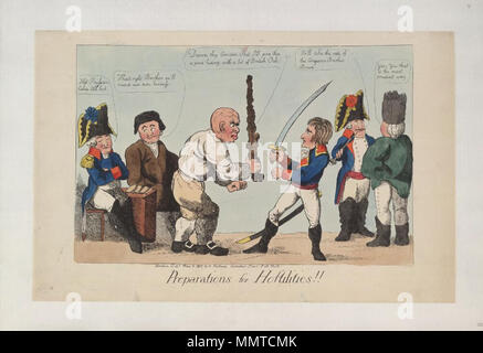 . La satire de la peur de l'invasion française, 1794-1805. (La caricature politique) Les préparations pour les hostilités ! !. 3 mai 1803. Les bibliothèques Bodleian, préparatifs pour les hostilités Banque D'Images