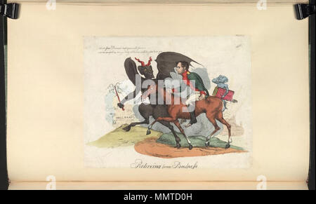 . La satire de l'exil de Napoléon à l'île d'Elbe. (La caricature politique) Retireing d'entreprise. 23 avril 1814. Les bibliothèques Bodleian, Retireing d'entreprises Banque D'Images