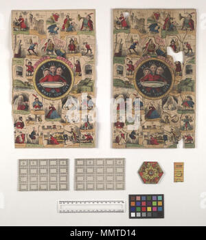 . Jigsaw intitulé Roarem château. Un jeu de puzzle, a même image Roarem jeu de château, un nouveau jeu de perd. Couvercle a même image comme couverture de jeu. A spinner, règles, jetons, compteurs, modèle, mais pas teetotum. Règles imprimées sur du papier jaune. Johnson copie a 3 morceaux de puzzle manquante ; Roarem Château. Un nouveau jeu de l'abandonne ; Porter. Payer un (2) ; l'étang. Revenir à un (3) ; Lunderhem Blunderhem Esq. (4) ; Lady Gel. Obtenez un (5) ; Searcher for Fleas (6) ; (7) Le château de Bell ; Tankard (8) ; (9) jardinier noir ; regarder dehors. Payer un (10), Valet (11) ; Ladys maid. Payer un (12) ; Sénéchal (13) ; Bugle (1 Banque D'Images