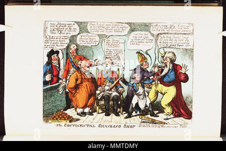 . Satire sur les guerres napoléoniennes. (La caricature politique) Le shaveing continental shop. [1806 ?]-09. Les bibliothèques Bodleian, le shaveing continental shop Banque D'Images