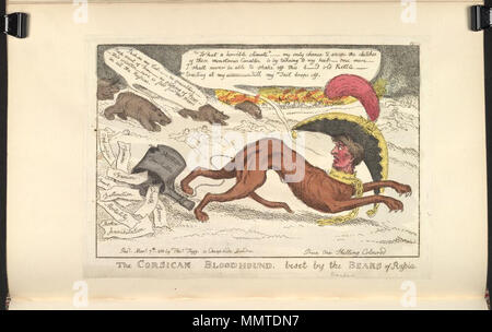 . La satire de la campagne de Russie de Napoléon. (La caricature politique) Le bloodhound corses, assailli par la porte de la Russie. 7 mars 1813. Les bibliothèques Bodleian, le bloodhound corses, assaillis par le porte de la Russie Banque D'Images