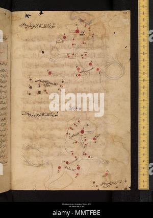 . Anglais : Canis Major, le plus grand chien. (Constellations de l'hémisphère sud). Le Livre de Al-Sufi des étoiles fixes (Kitāb Ṣuwar al-kawākib (al-thābitah)), une révision de l'Almageste de Ptolémée arabe avec noms d'étoiles et les dessins des constellations. En date du 1009-10 (A.H. 400). Cote : MS. Marsh 144. . Entre 1009 et 1010. Abd al-Rahman al-Sufi (903-986) Les noms alternatifs Azophi, ? ? ? ? ? ? ? ? ? ? ? ? ? ?  ? ? ? ? L'astronome Persan Description, traducteur, mathématicien et astrologue Date de naissance/décès 12 décembre 903 30 Mai 986 Lieu de naissance/décès Rey Shiraz lieu de travail Isfah Banque D'Images