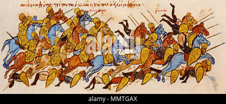 . Bataille d'Boulgarophygon Skylitzes, du Madrid, fol. 109 r, détail . 11ème et 12ème siècles. du Moyen Age, pas Boulgarofygon Banque D'Images