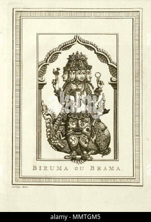 . Anglais : Biruma, Wischtnu, et Isuren (Ishvara), de la *PREVOST*, 1757 Source : ebay, mars 2006 . 1757. Jacques-Nicolas Bellin* Brahma par Jacques-Nicolas Bellin Banque D'Images