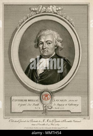 Français : Jean Anthelme Brillat-Savarin (1755-1826), juge à la Cour de cassation, chevalier de l'Empire par lettres patentes du 26 avril 1808. Député du tiers aux Etats-Généraux de 1789 pour le bailliage de Bugey et Valromey . 18e siècle. Le Vachez Collection - Jean Anthelme Brillat-Savarin (1755-1826) Banque D'Images