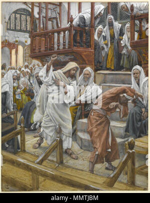 Le Musée de Brooklyn - Jésus a le pouvoir d'un homme possédé de la Synagogue (Jésus chasse un possédé de la synagogue) - James Tissot Banque D'Images