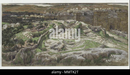 Français : La reconstitution du Golgotha et du Saint-Sépulcre. Vu des murs du palais d'Hérode. Anglais : Reconstruction du Golgotha et le Saint-Sépulcre, vu depuis les murs d'Herod's Palace . Entre 1886 et 1894. Le Musée de Brooklyn - Reconstruction du Golgotha et le Saint-Sépulcre, vu depuis les murs d'Herod's Palace - James Tissot Banque D'Images
