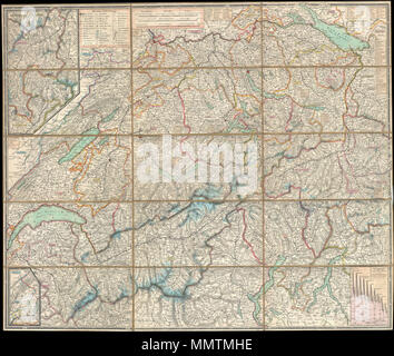 . Anglais : c'est une question extrêmement intéressante et détaillée poche repliable 1834 carte de Suisse dessiné par le cartographe de Zurich et lithographe Heinrich Keller. Couvre le pays montagneux du Lac Léman au lac de Constance. De nombreux détails d'eau, l'aime, villes, routes, forts, châteaux et monastères. Une superbe et rare exemple de cartographie suisse du 19e siècle. Schweizerische Karten und Avion, Panorama und Ansichten. 1834 (daté). 1834 Keller Carte de poche de la Suisse - Suisse - Geographicus-keller-1834 Banque D'Images